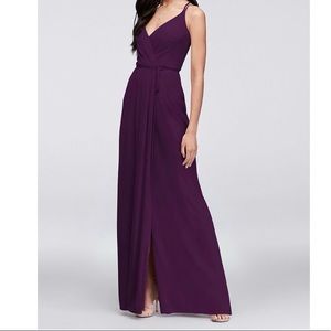 Long Georgette Bridesmaid Wrap Dress #F19755